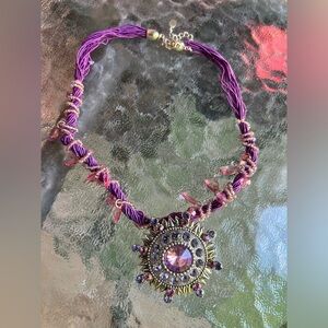 Elior | NWOT purple costume necklace with rhinestones and beads